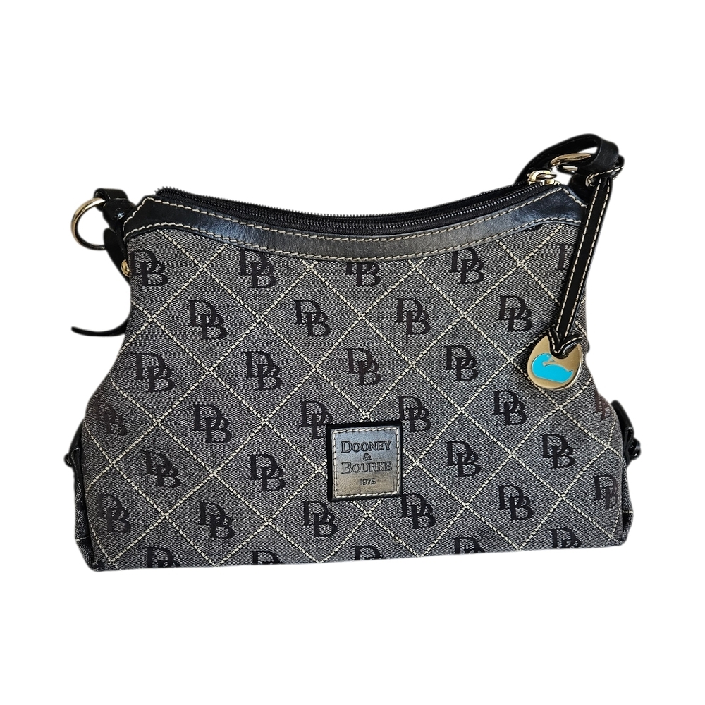 Dooney & Bourke Denim Vintage Black and Gray Signature Crossbody Shoulder Bag